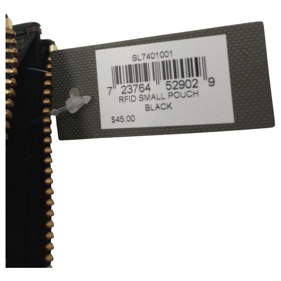 FOSSIL Pouch Purse RFID Black Leather Clutch Bag Hand Held Wallet Zip Pouch - Picture 10 of 16